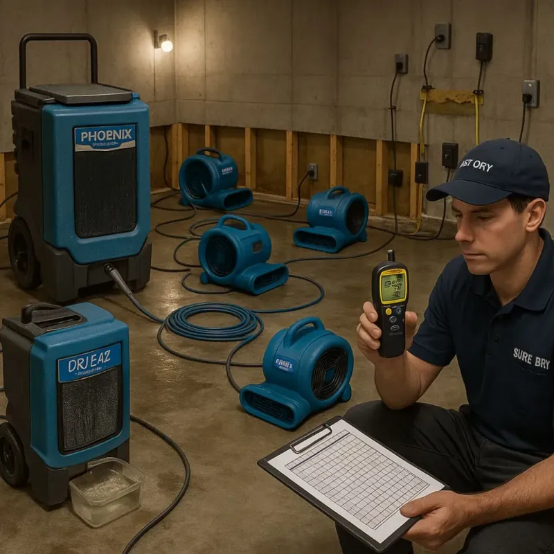 Structural Drying and Dehumidification process in Hideaway, TX